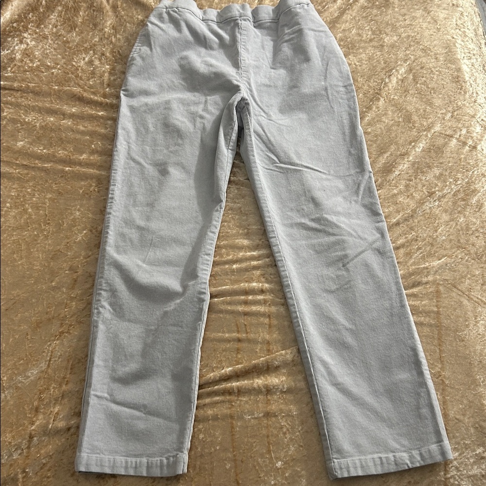 Appleseed's Corduroy Light Gray pull on pants with side slip pockets.